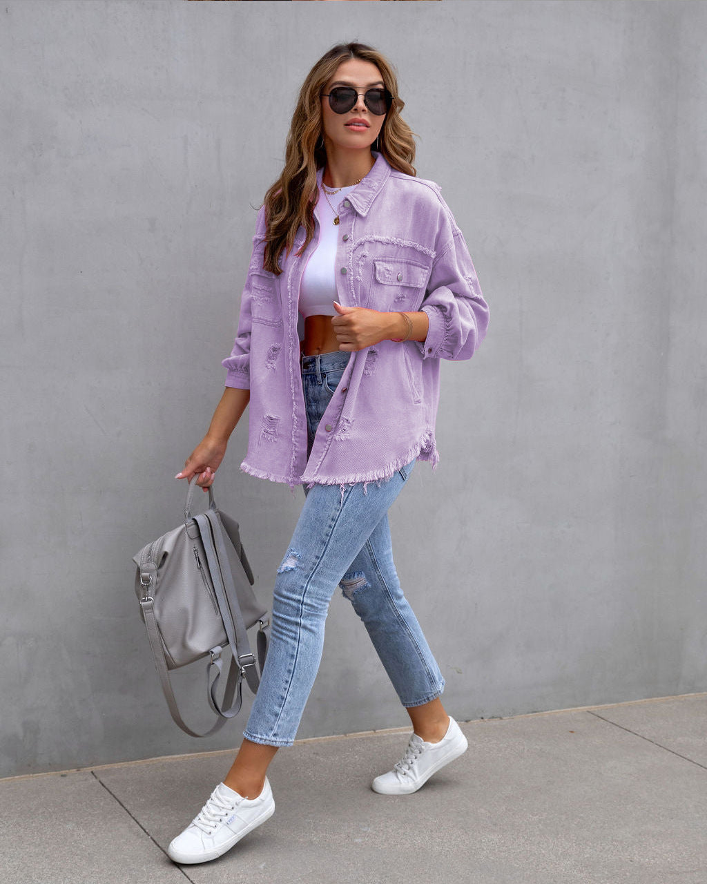 Chaqueta Camisa Rasgada Mujer – Casual Primavera Verano