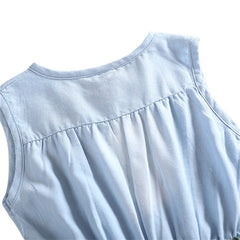 Vestido vaquero niña floral sin mangas verano