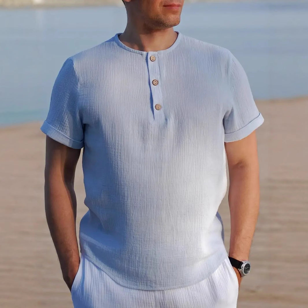 Camiseta Hombre Manga Corta Slim Fit Algodón Verano