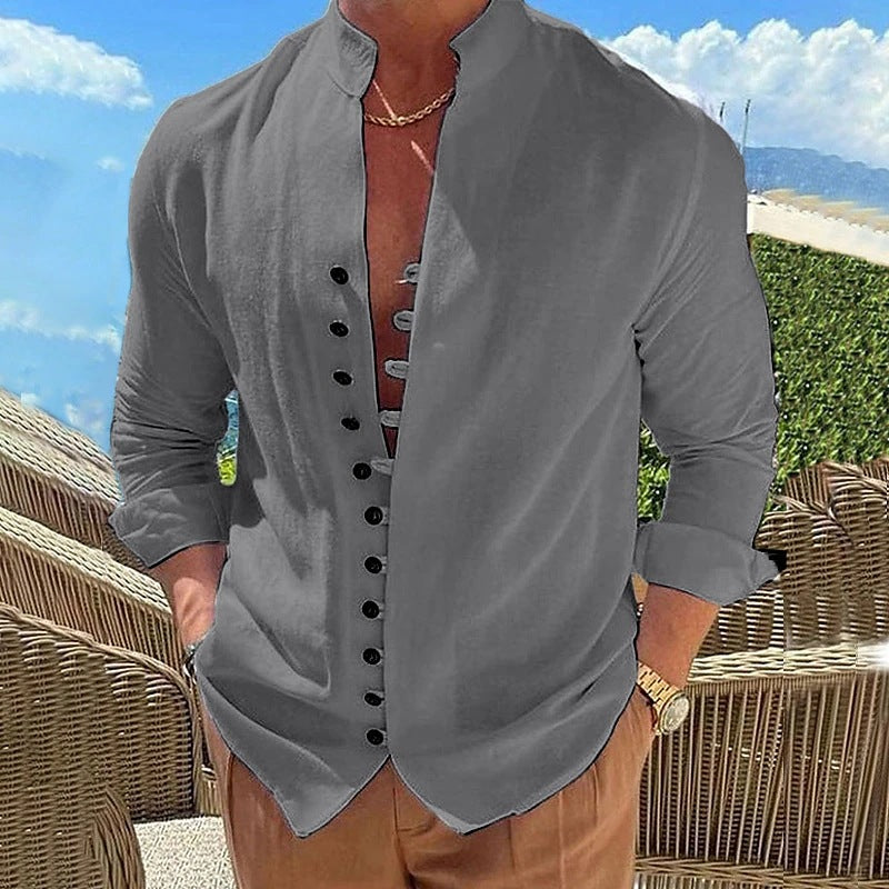 Camisa Manga Larga Hombre – Estilo Retro Casual Holgado