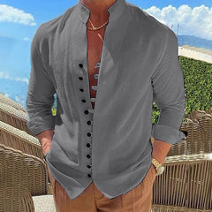Camisa Manga Larga Hombre – Estilo Retro Casual Holgado
