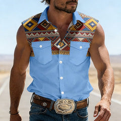 Camiseta Sin Mangas Hombre Verano | Estampada Retro con Bolsillo