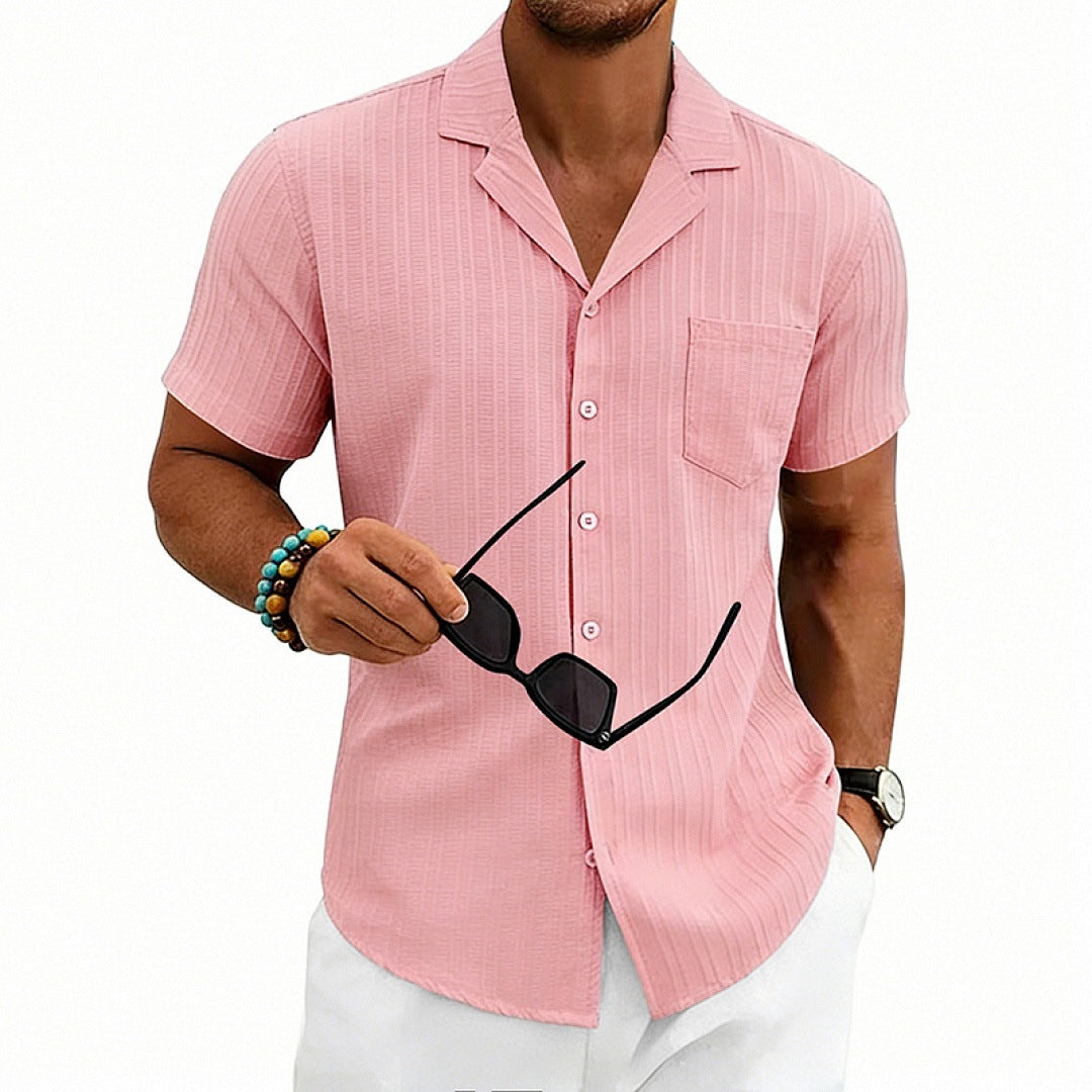 Camisa Hombre Manga Corta Cuello Cubano Talla Grande