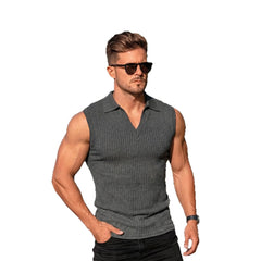 Chaleco Hombre Polo Rayas Verticales | Slim Fit Sin Mangas