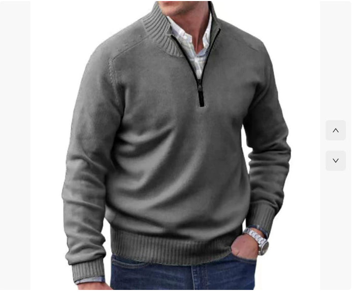 Jersey Hombre Cuello Alto Cremallera de Punto | Casual