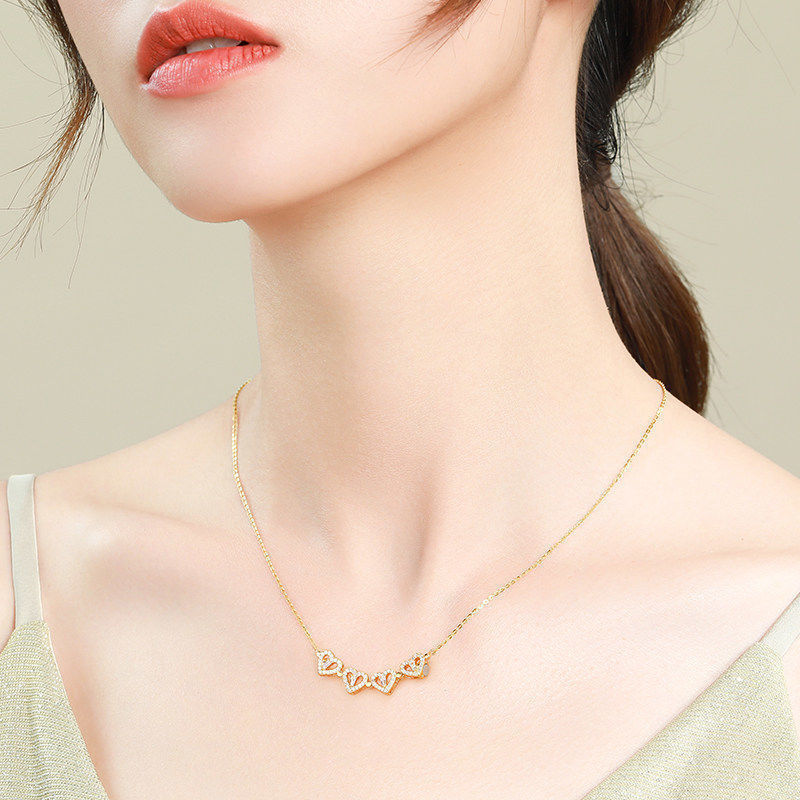 Collar Colgante Trébol Cuatro Hojas Corazón Magnético Mujer