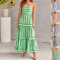 Vestido Largo Tirantes Mujer Estampado con Bolsillos