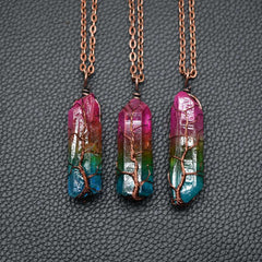 Collar Colgante Arbol de la Vida Cristal Piedra Natural Mujer