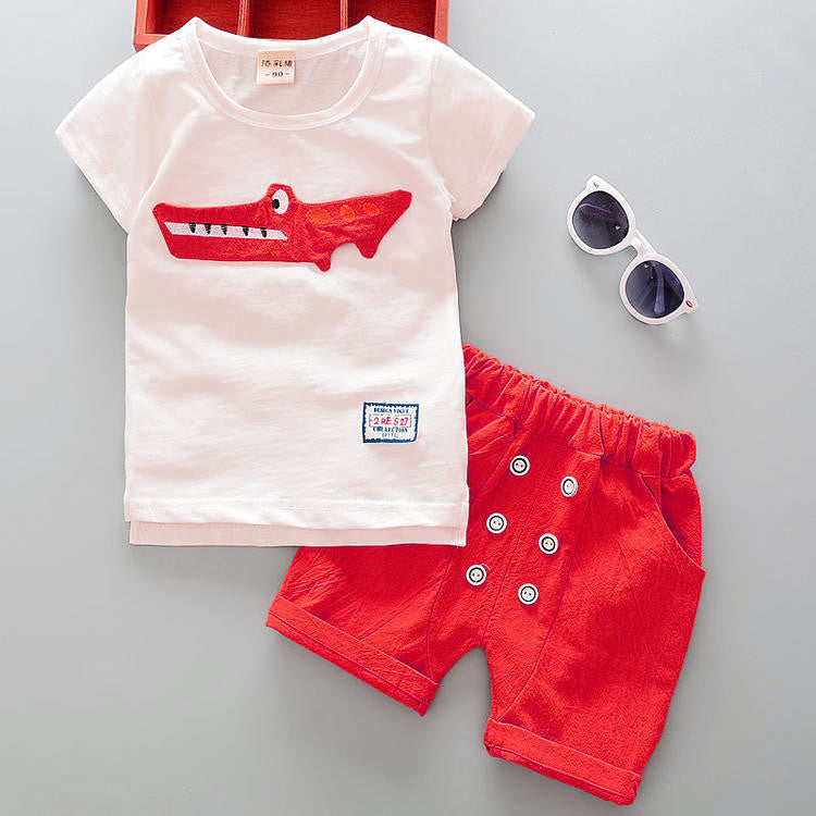 Conjunto Niño Niña Verano | Camiseta y Short Estampado Cocodrilo