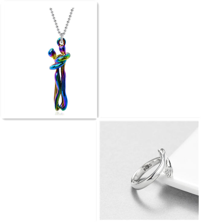 Collar Pareja Unisex Minimalista Abrazo Amor