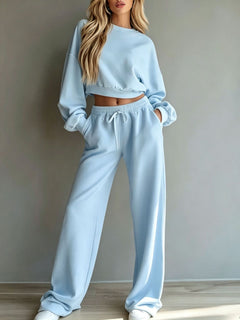 Conjunto Deportivo Mujer – Sudadera y Pantalón Pierna Ancha