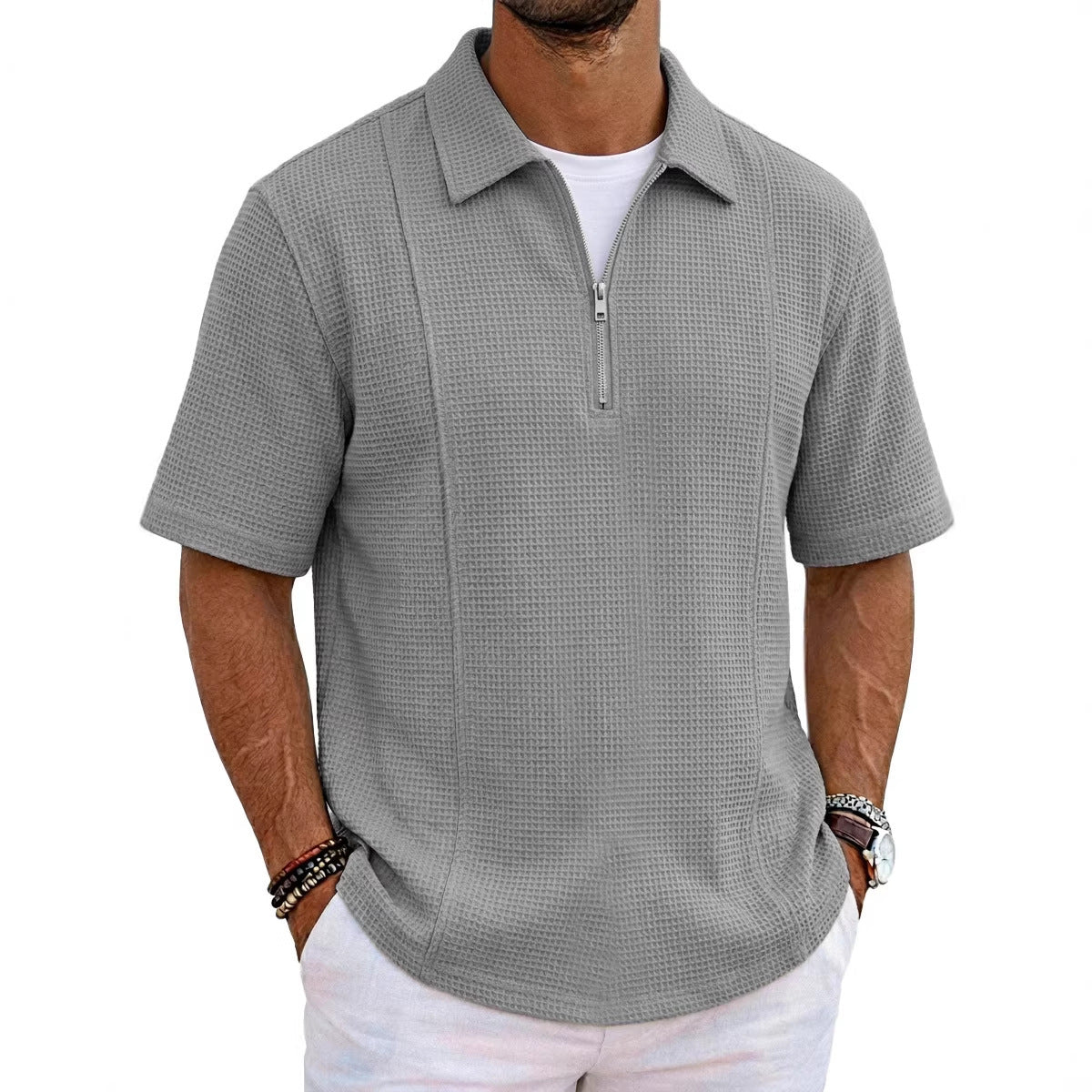 Polo Deportivo con Cuello Barco y Media Cremallera Hombre - Irina Shop