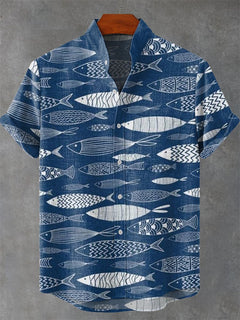 Camisa Hombre Manga Larga Estampado 3D Casual Vintage