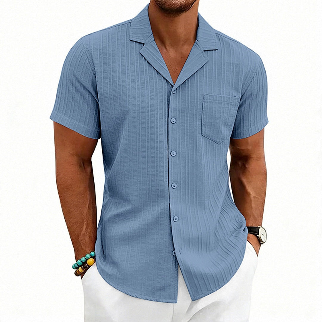 Camisa Hombre Manga Corta Cuello Cubano Talla Grande