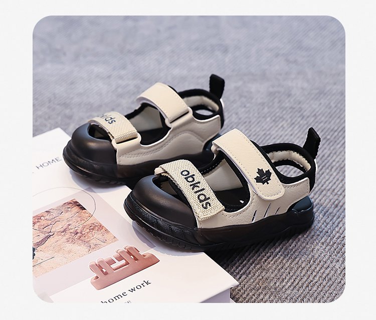 Sandalias Niño Verano Velcro | Punta Abierta Marrón y Negro