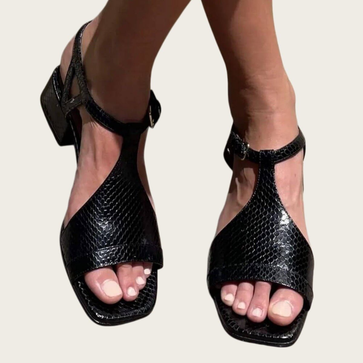 Womens Sandals With A Square Toe And Strap Buckle - Irina Shop