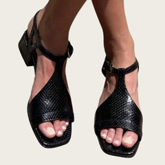 Womens Sandals With A Square Toe And Strap Buckle - Irina Shop