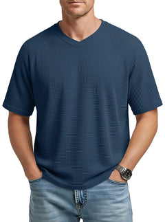 Camiseta Hombre Manga Corta Cuello V Waffle