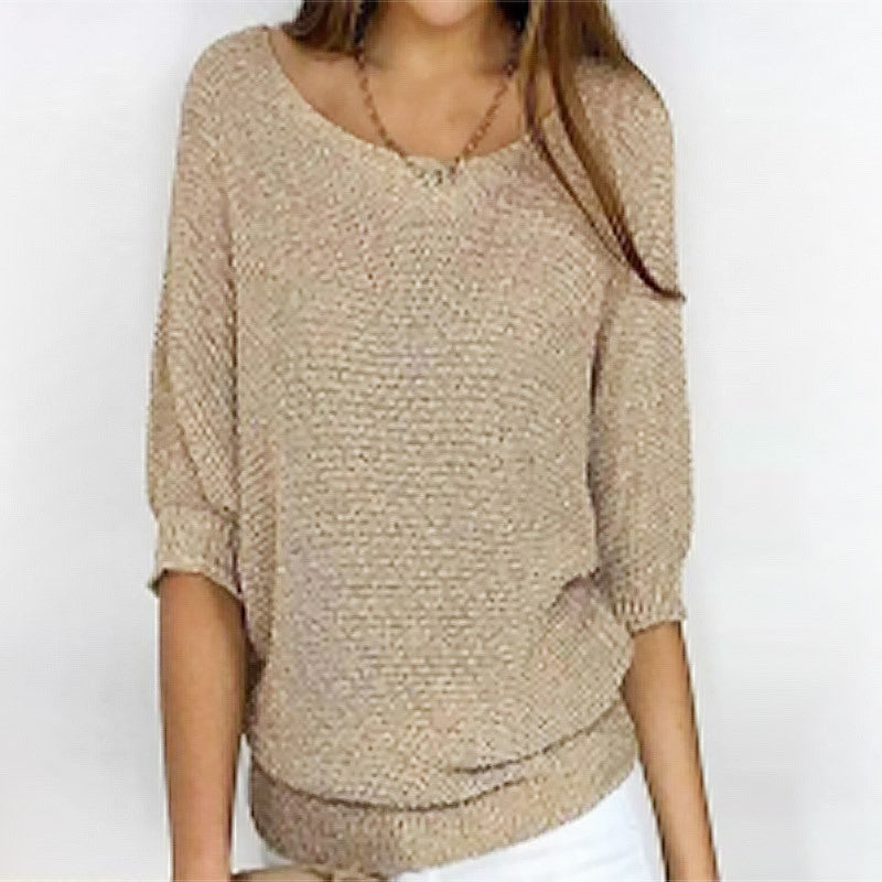 Jersey Mujer Cuello Redondo Manga Tres Cuartos | Punto