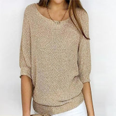 Jersey Mujer Cuello Redondo Manga Tres Cuartos | Punto