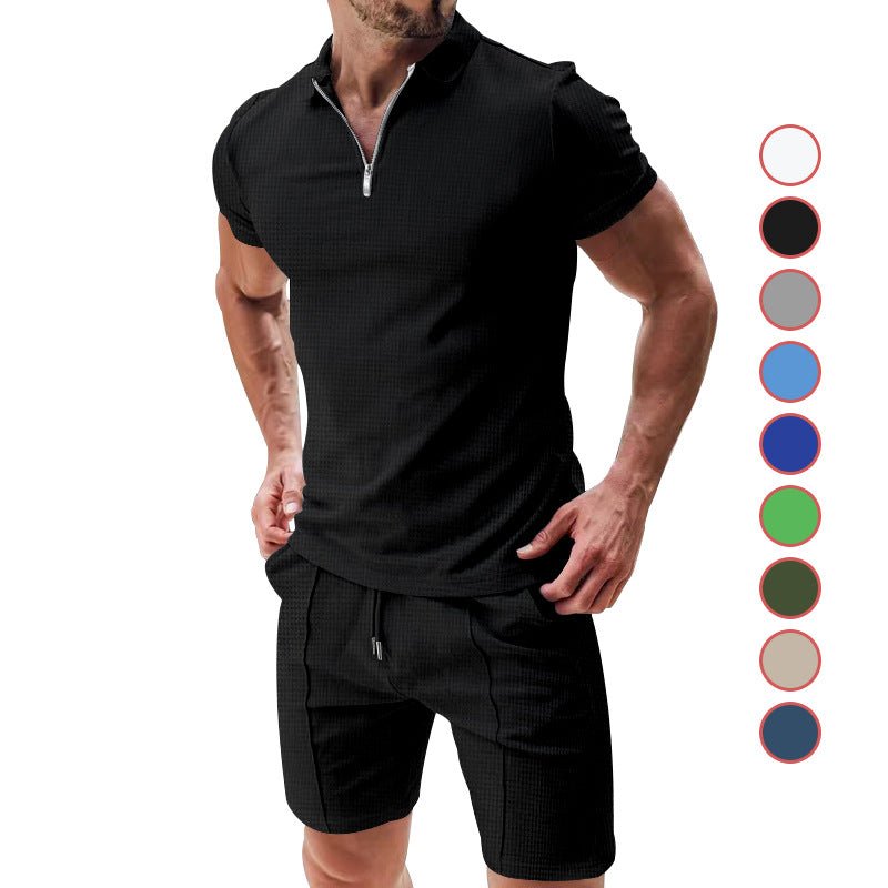 Conjunto Casual Hombre Verano — Waffle Camiseta + Shorts