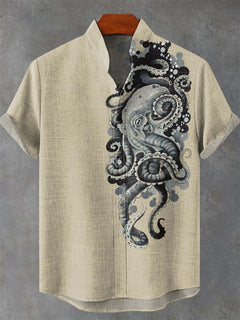Camisa Hombre Manga Larga Estampado 3D Casual Vintage