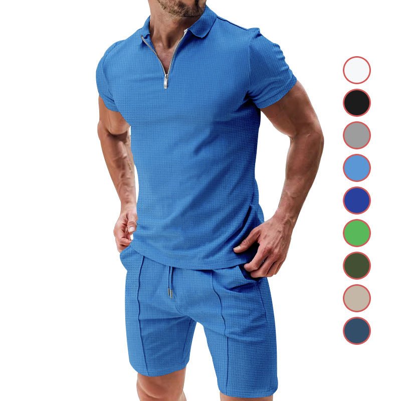 Conjunto Casual Hombre Verano — Waffle Camiseta + Shorts