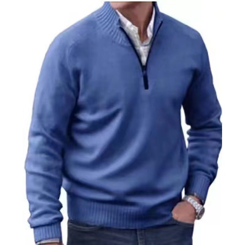Jersey Hombre Cuello Alto Cremallera de Punto | Casual