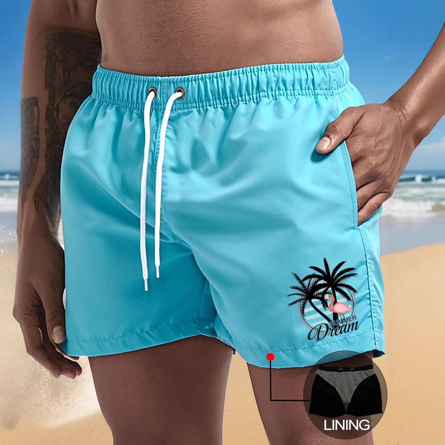 Shorts Deportivos Hombre Casual Playa Jogging Color Liso