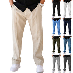 Pantalones Deportivos Hombre Casual Sueltos Rectos con Cordón