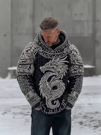 Sudadera con Capucha Hombre Estampado Vikingo | Casual