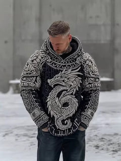 Sudadera con Capucha Hombre Estampado Vikingo | Casual