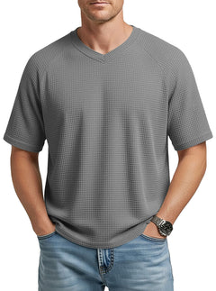 Camiseta Hombre Manga Corta Cuello V Waffle