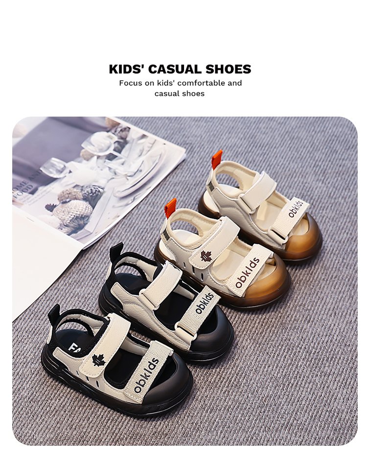 Sandalias Niño Verano Velcro | Punta Abierta Marrón y Negro