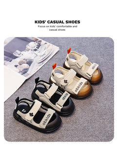Sandalias Niño Verano Velcro | Punta Abierta Marrón y Negro