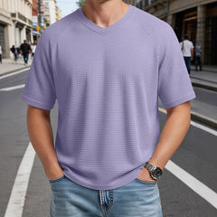 Camiseta Hombre Manga Corta Cuello V Waffle