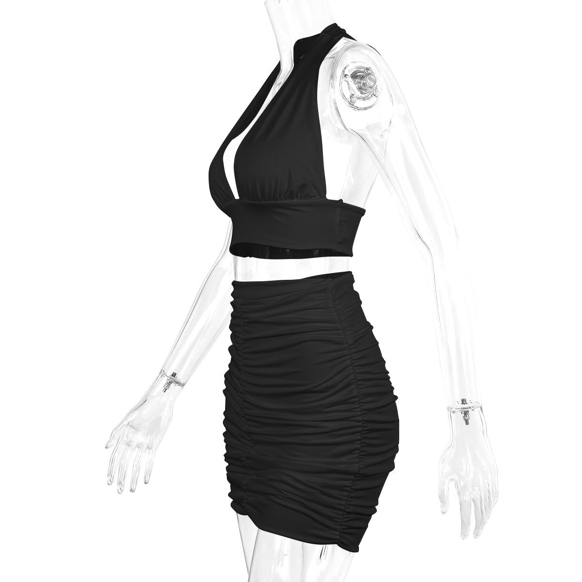 Conjunto Dos Piezas Mujer Halter Top y Falda Plisada