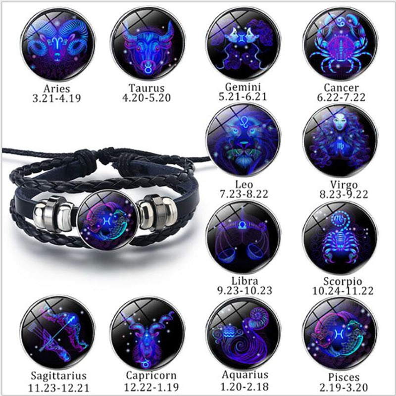 Pulsera Zodiaco Constelacion Luminosa Trenzada 12 Signos