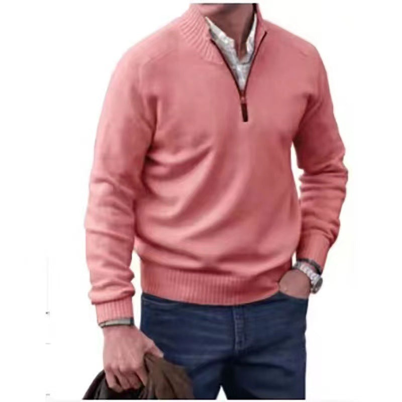 Jersey Hombre Cuello Alto Cremallera de Punto | Casual