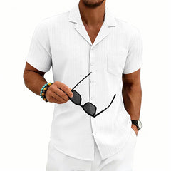 Camisa Hombre Manga Corta Cuello Cubano Talla Grande