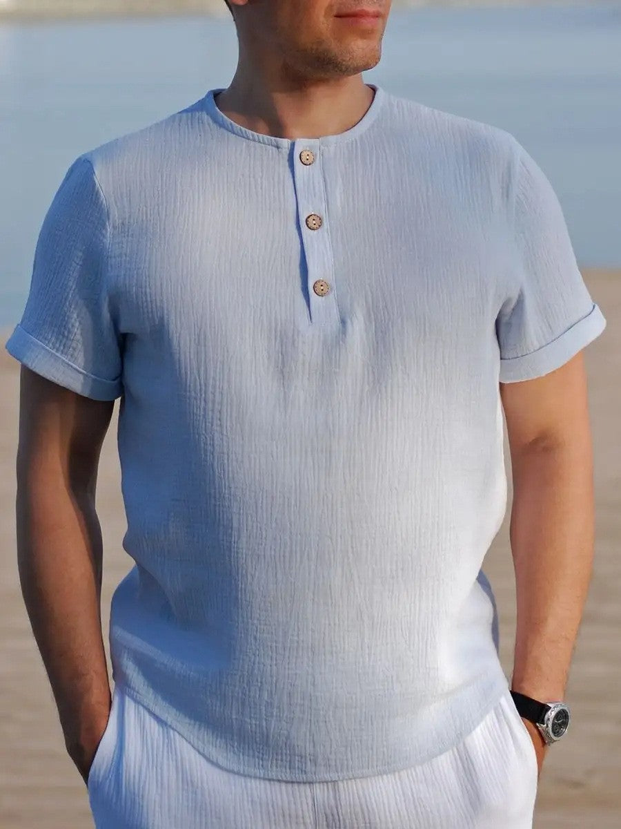 Camiseta Hombre Manga Corta Slim Fit Algodón Verano
