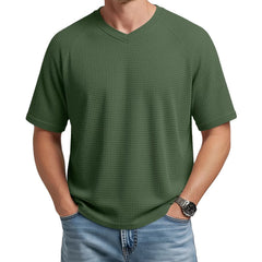 Camiseta Hombre Manga Corta Cuello V Waffle