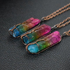 Collar Colgante Arbol de la Vida Cristal Piedra Natural Mujer
