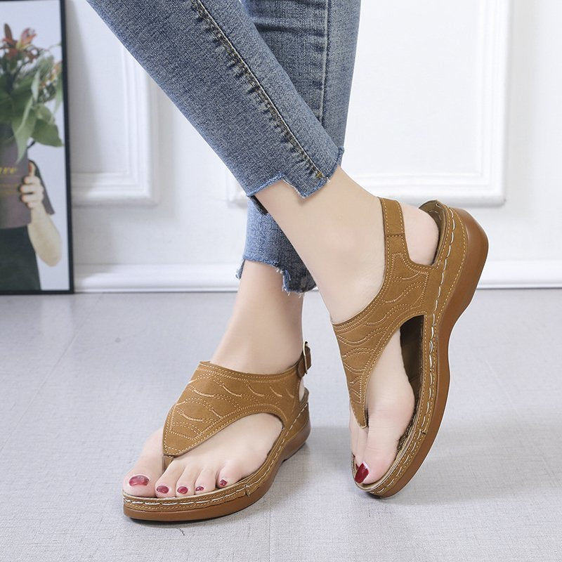 Sandalias Cuña Mujer — Chanclas Cómodas de Color Sólido