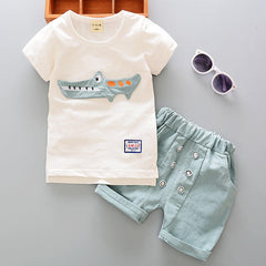 Conjunto Niño Niña Verano | Camiseta y Short Estampado Cocodrilo
