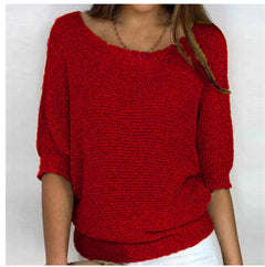 Jersey Mujer Cuello Redondo Manga Tres Cuartos | Punto