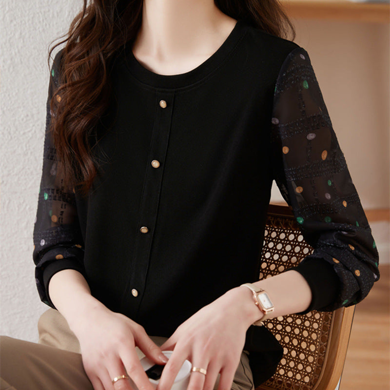 Top Mujer Estilo Francés | Camiseta Suelta Casual | Blanco y Negro