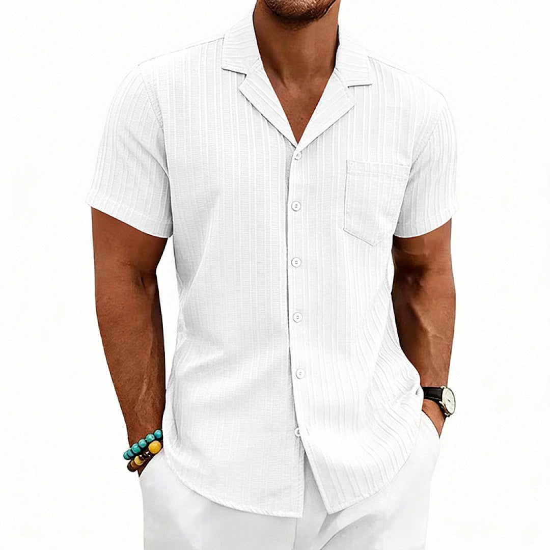 Camisa Hombre Manga Corta Cuello Cubano Talla Grande