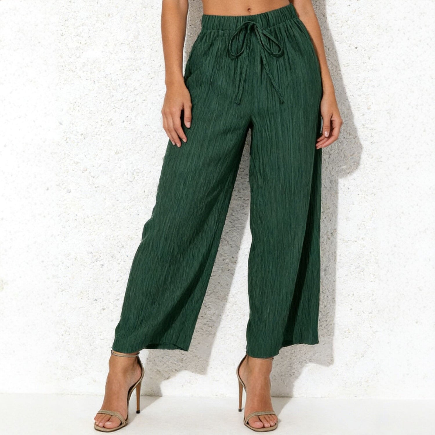 Pantalón Ancho Mujer Cintura Alta – Estilo Casual Coreano