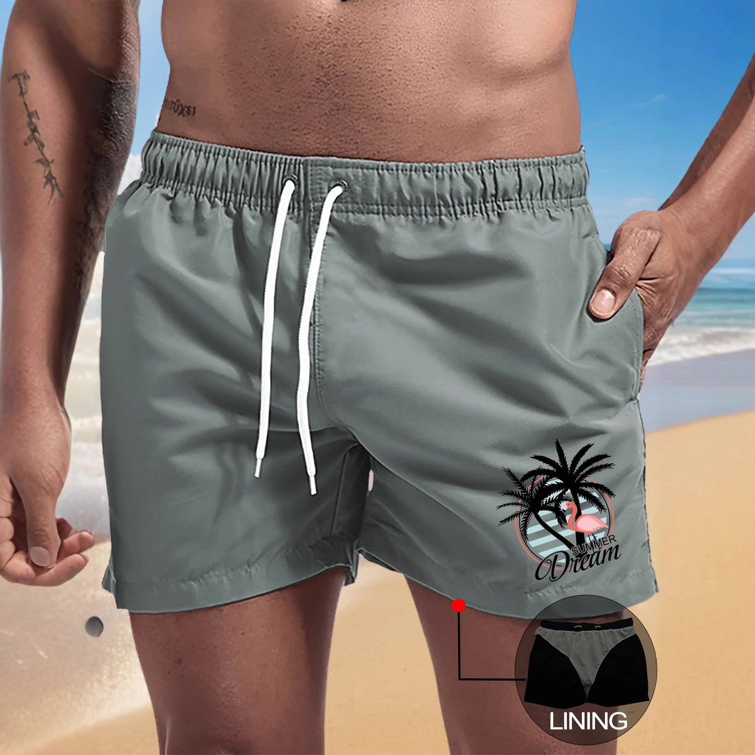 Shorts Deportivos Hombre Casual Playa Jogging Color Liso